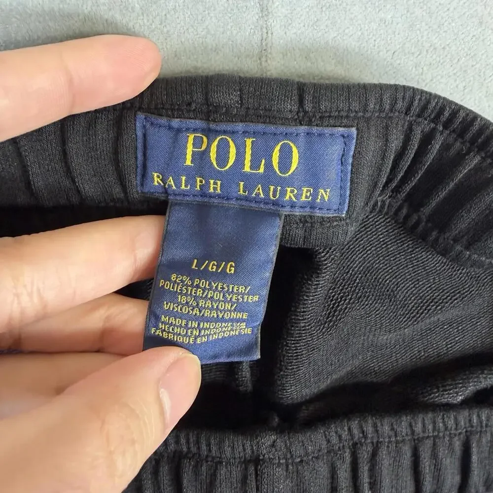 Polo Ralph Lauren Sweatpants Mens Large Black Sleepwear Relaxed White Pony